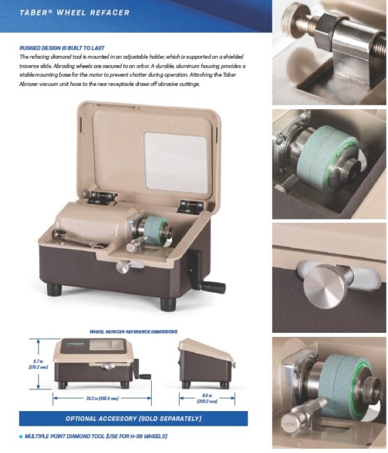 테이버사의 회전식 마모시험기의 연마휠을 표면이 오염되거나 거칠기가 나빠질 경우, 연마휠의 표면을 새롭게 만들어 주는 장치