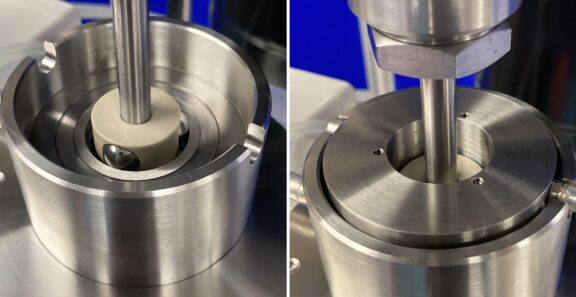 3BALL ON ROD 타입 베어링 소재 구름접촉피로시험기의 시험장치 확대